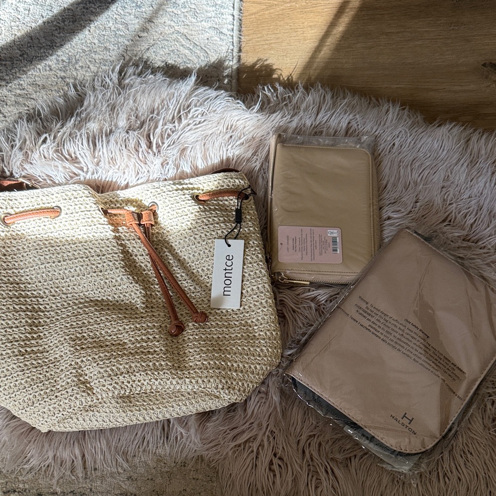 Montce Beige Woven Shoulder Bag